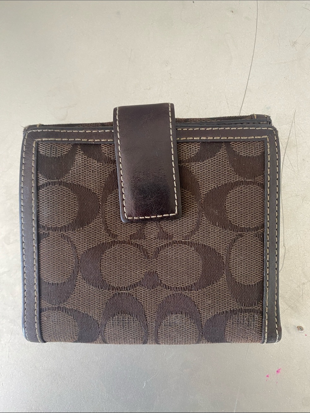 Coach Brown Signature Canvas Compact Wallet - Picture 5 of 5